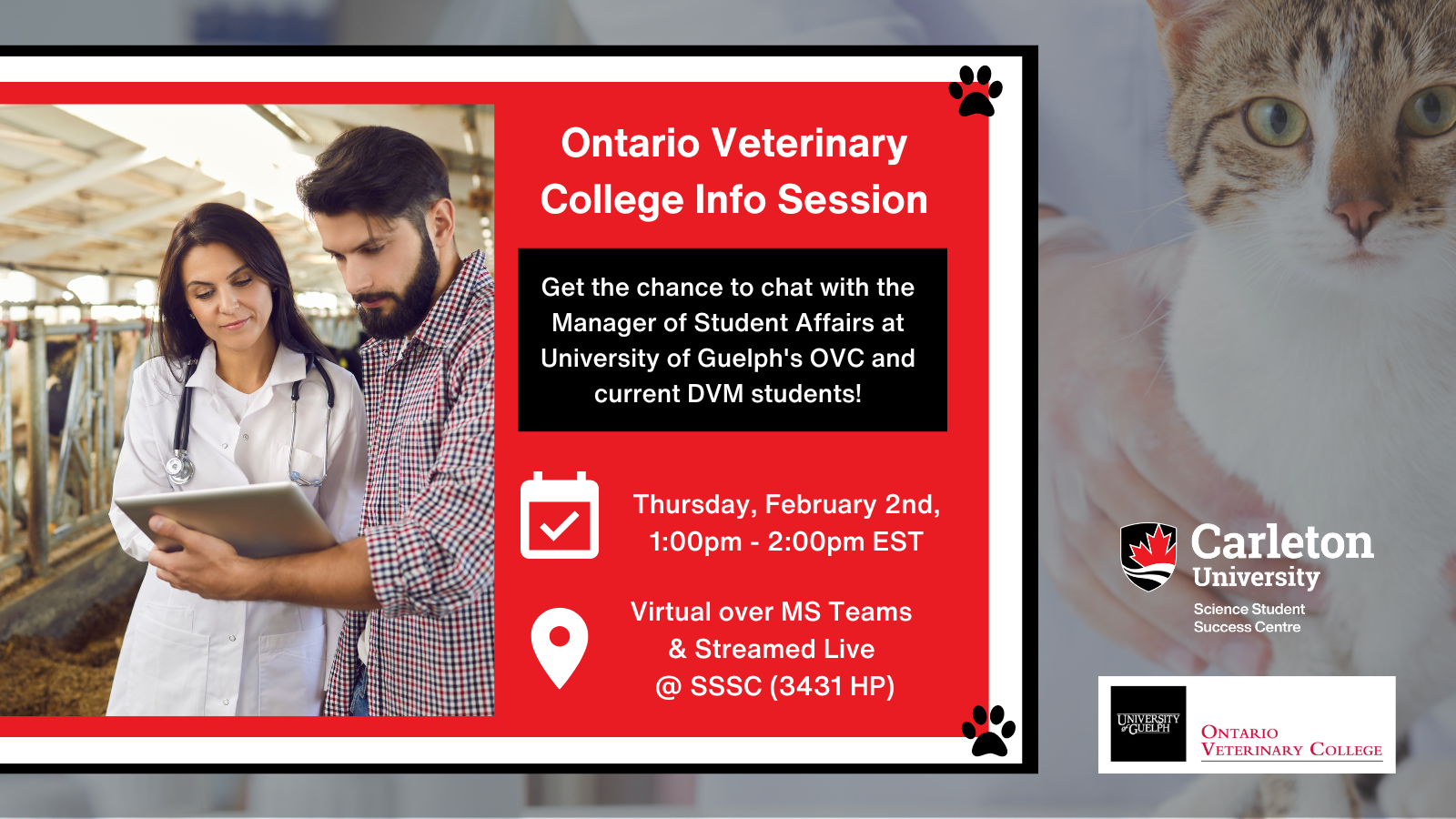 Ontario Veterinary College Info Session Science Student Success Centre